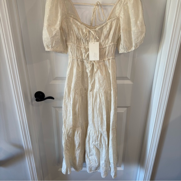 Ulla Johnson Palma Crochet Trimmed Fil Coupe Cotton Midi Dress in Pristine - Picture 5 of 16